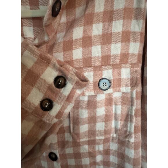 She & Sky Coral Plaid Shacket - Western Feminine - M - Picture 10 of 13